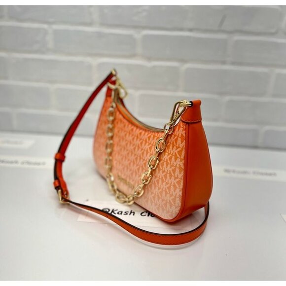 Michael Kors Cora Medium Ombré Logo Shoulder Purse Crossbody Bag Poppy - Picture 3 of 7